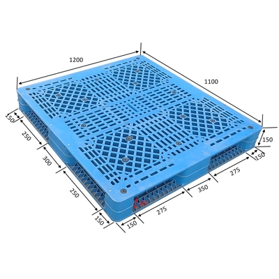 pálete plástica empilhável dobro da cara lateral dos sistemas do armazenamento de cremalheira do metal de 1200*1100*150mm